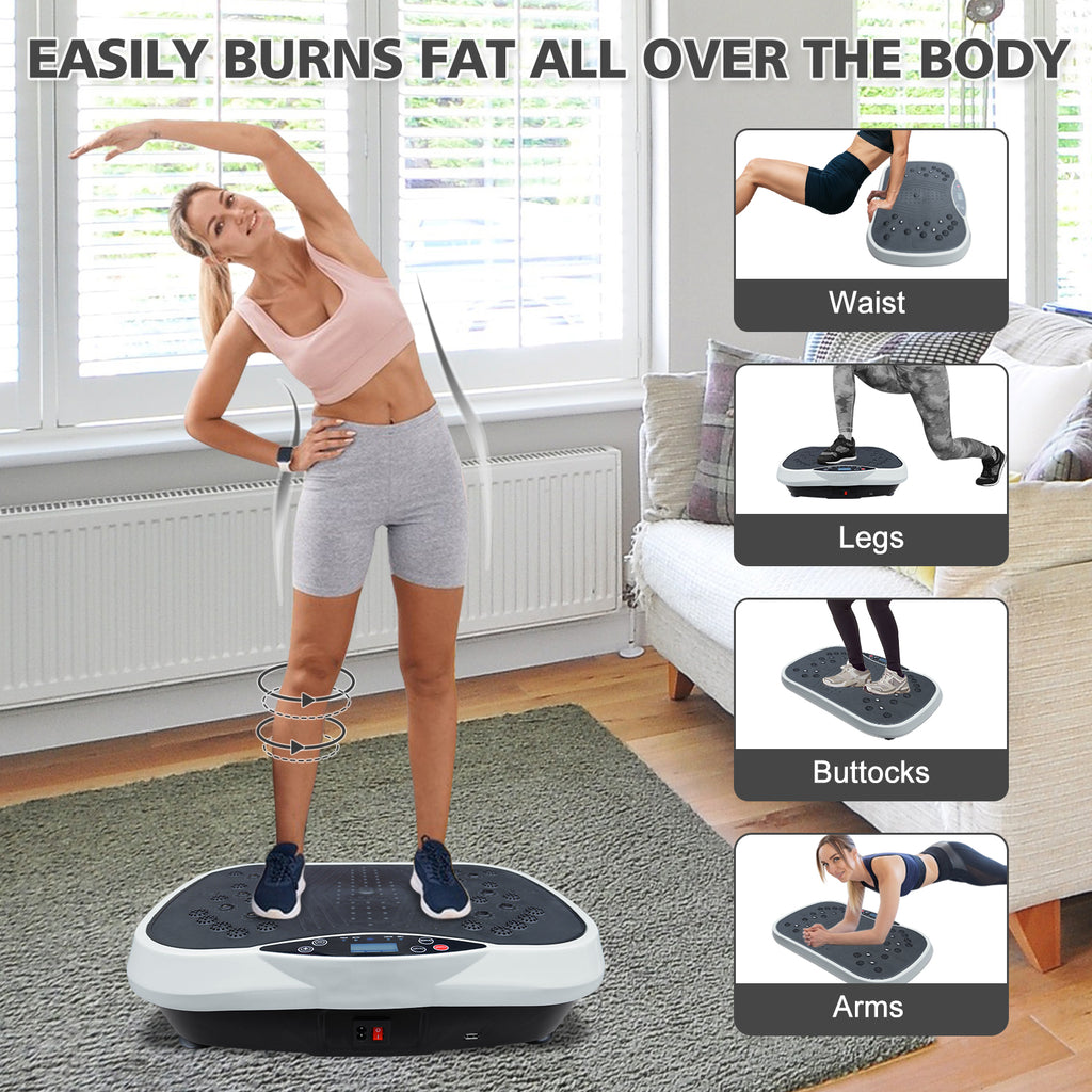 Vibration Plate Exercise Machine - Whole Body Workout Vibration Fitness Platform, Home Training Equipment For Weight Loss & Toning Grey