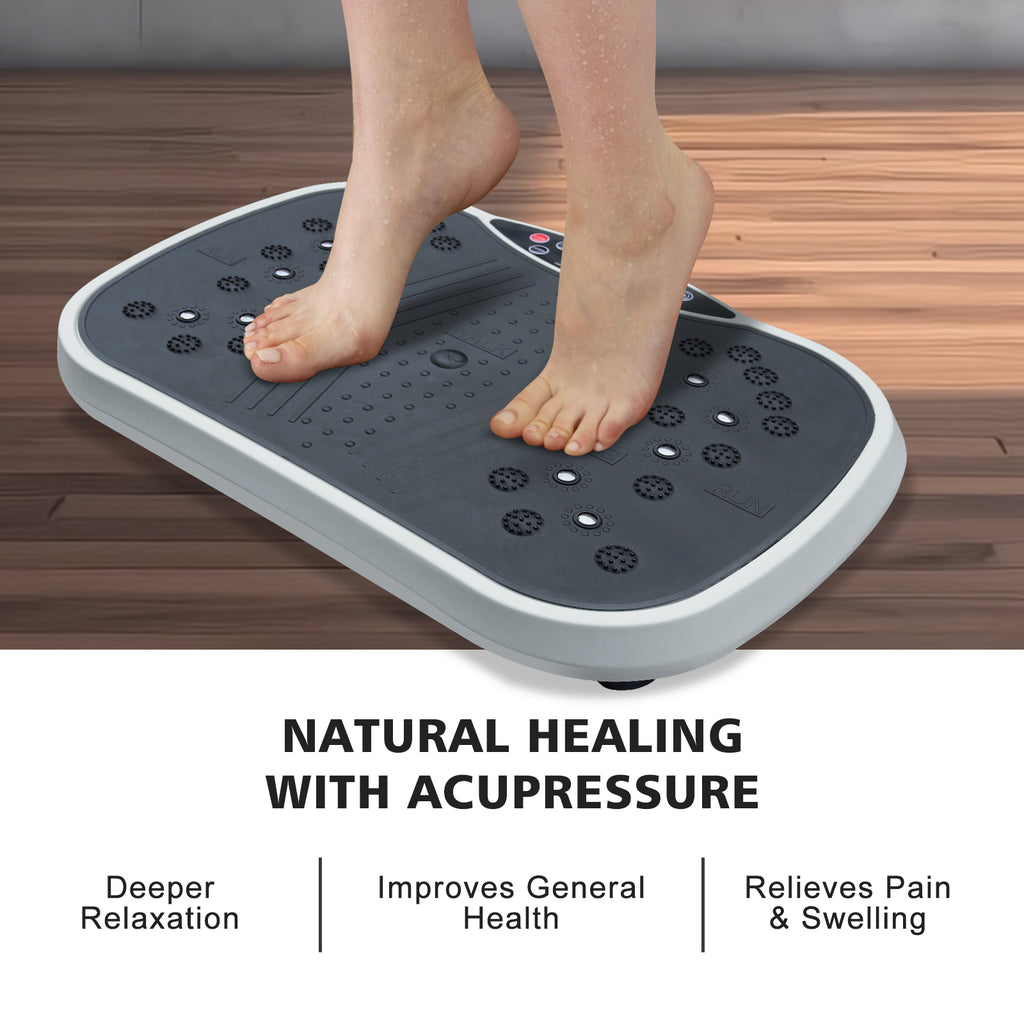 Vibration Plate Exercise Machine - Whole Body Workout Vibration Fitness Platform, Home Training Equipment For Weight Loss & Toning Grey